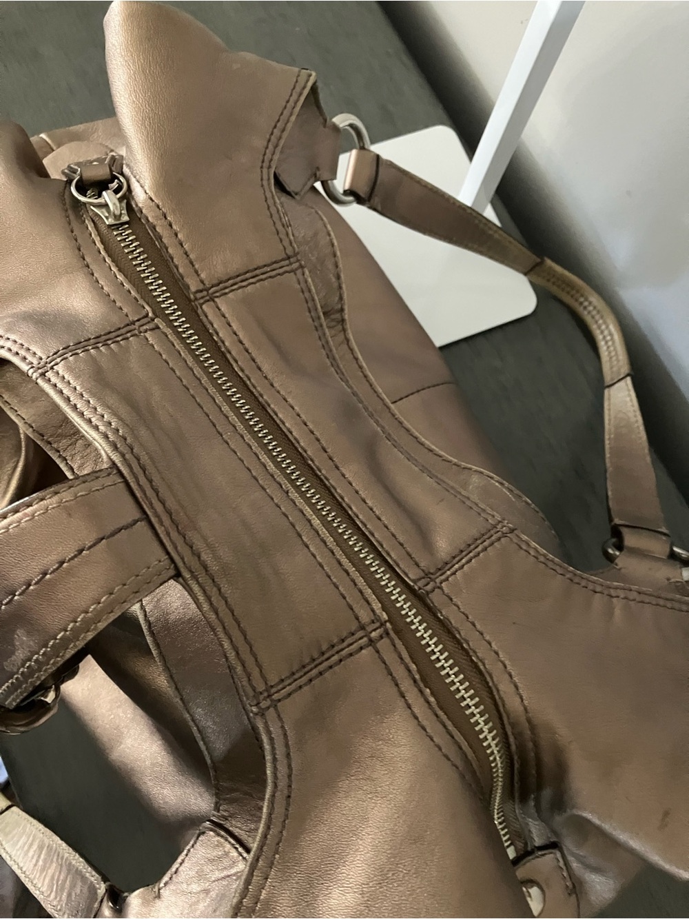Coach Metallic Bronze Leather Shoulder Hobo Bag - Picture 12 of 15